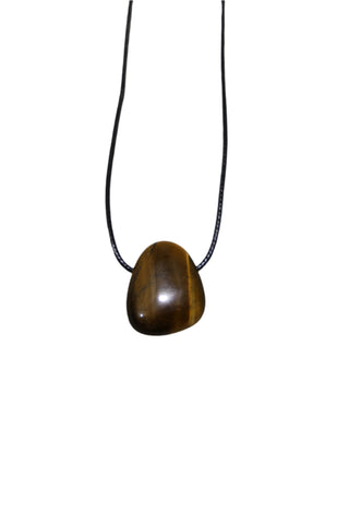 Tiger Eye Pebble Cord Necklace