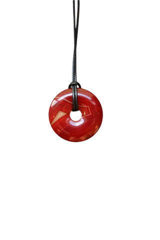Red Agate Hoop Cord Necklace