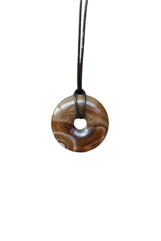 Brown Agate Hoop Cord Necklace