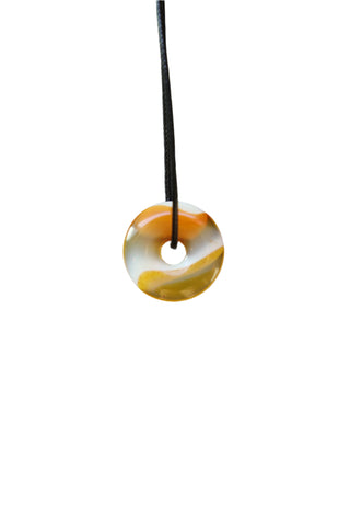 Yellow Agate Hoop Cord Necklace