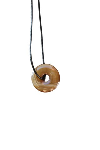 Hazel Agate Hoop Cord Necklace