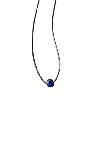 Blue Agate Micro Pebble Cord Necklace