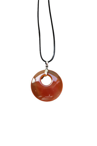 Carnelian Moon Cord Necklace